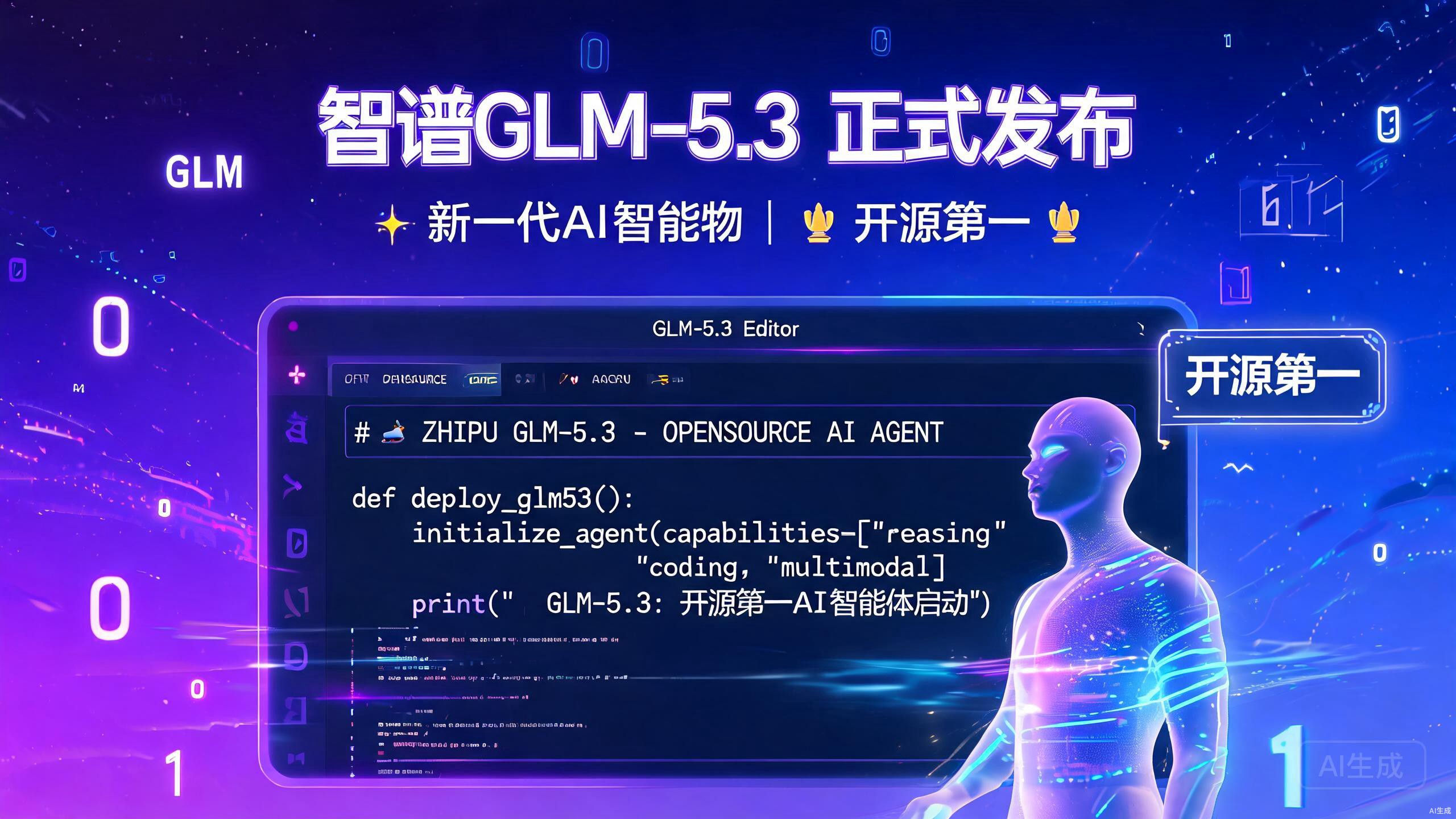 智谱发布GLM-5.3：后训练Scaling驱动编程能力跃升50%，登顶开源第一