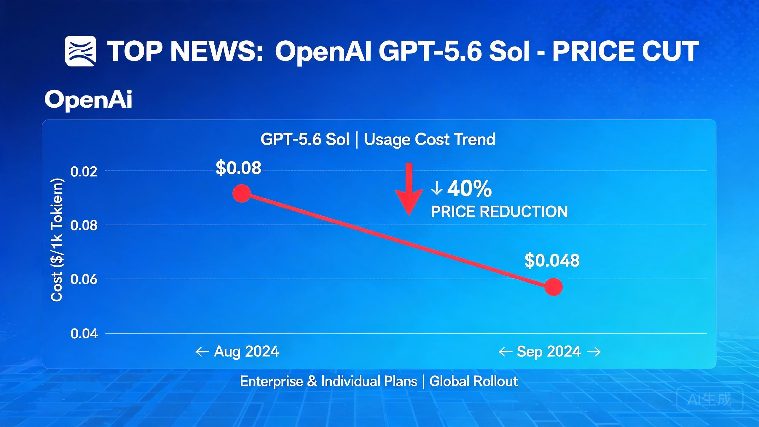 OpenAI下调GPT-5.6 Sol模型价格逾20%，大模型价格战持续升温